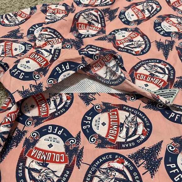 Columbia PFG Shirt Mens XL Salmon Red Vented Trollers Best Fishing Outdoor AOP - Picture 7 of 12